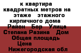 1-к квартира 29 квадратных метров на 4 этаже 5-этажного кирпичного дома   › Район ­ Бор › Улица ­ Степана Разина › Дом ­ 24 › Общая площадь ­ 24 › Цена ­ 1 700 000 - Нижегородская обл. Недвижимость » Квартиры продажа   . Нижегородская обл.